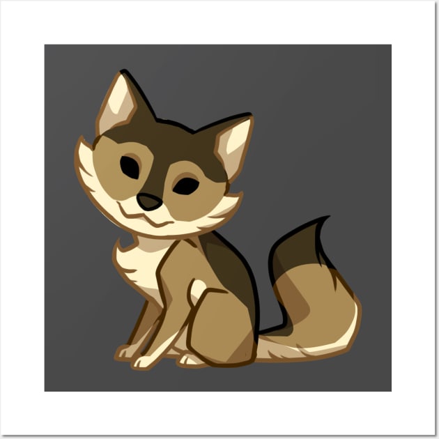 Adorable brown chibi wolf design Wall Art by ShinePaw